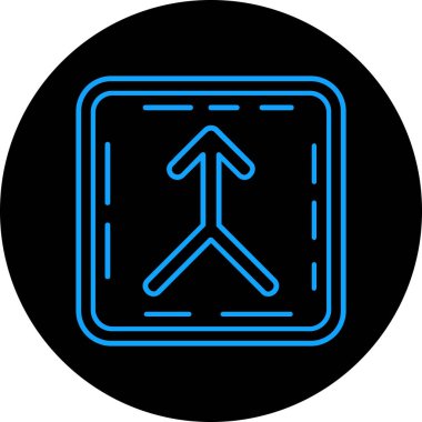 Bir okun mavi ve beyaz ikonunun vektör çizimi