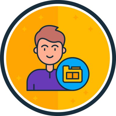 Çanta ikonu vektör illüstrasyonlu bir adam