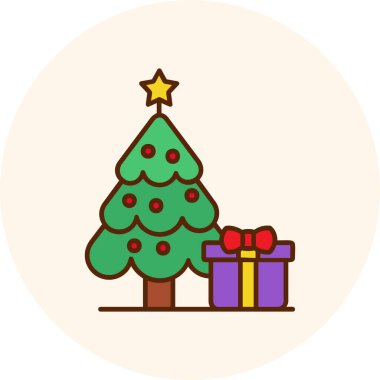 Noel Ağacı Vektör İllüstrasyonu.