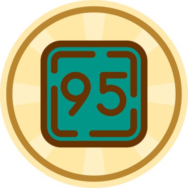 95 'in madeni para simgesi, çizgi film tarzı.