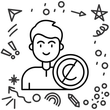 Megafon simgesi olan iş adamı, vektör illüstrasyonu