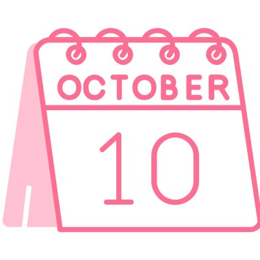 Kişisel takvimli bir illüstrasyon ve Ekim ayının tarihli pembe bir takvim. Takvimin tasarımı, Ekim.