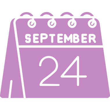 Eylül 25 - düz simge, takvim, gündüz ve ay vektör illüstrasyonu.