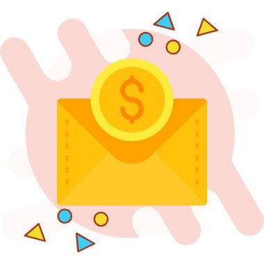 Harf ve dolar vektör çizimi içeren zarf