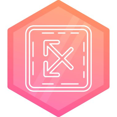 Beyaz çizgi pusula simgesi uzun gölgeli izole edildi. Rüzgâr yön bulma sembolü. Rüzgar gülü işareti. Pembe altıgen düğmesi. vektör illüstrasyonu