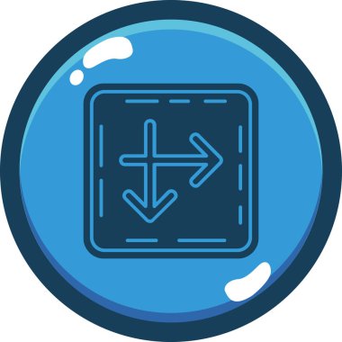 Mavi ve beyaz yuvarlak simgenin vektör illüstrasyonu