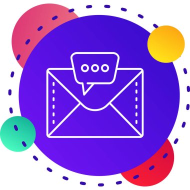 beyaz arkaplanda izole edilmiş zarf simgesine sahip renk e- posta iletisi. E-posta mektubu. Renkli çember dinamik şekilleri. vektör illüstrasyonu