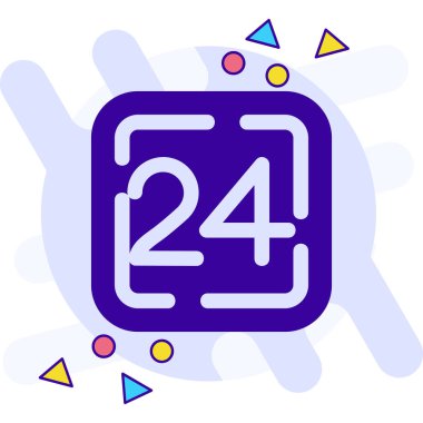 satır takvimi beyaz arkaplanda izole edilmiş saat simgesi ile. Bütün gün ikon. İş sembolü. Saatlerce süren 4. sembol renkli taslak konsepti. vektör