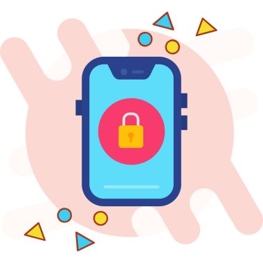 asma kilit ve kalkan vektör tasarımlı akıllı telefon