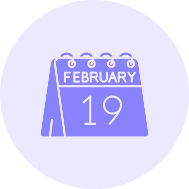 19 Şubat takvim takviminde beyaz arkaplan üzerinde takvim tasarımı