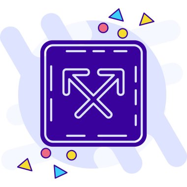 beyaz arkaplanda çapraz ok ve ok simgesi izole edildi. Değişken rastgele dinamik şekiller. vektör illüstrasyonu