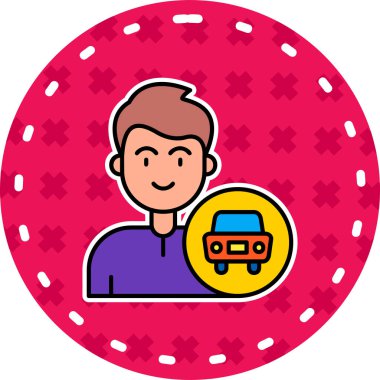 Oyuncak arabalı bir çizgi film ikonunun vektör çizimi