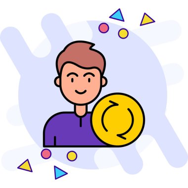 Bir dolar işaretli bir madeni para tutan işadamı.