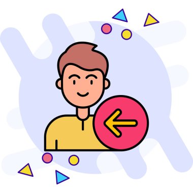 Ok ikonu vektör illüstrasyonuna sahip iş adamı