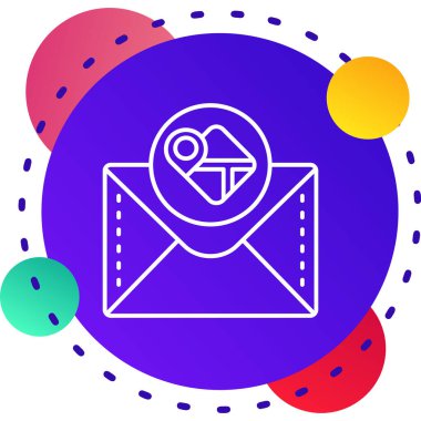 Beyaz arkaplanda posta simgesi olan satır zarfı. Mesaj sembolü. e-posta ve mesaj. E-posta pazarlama konsepti. Renkli özet kavramı.