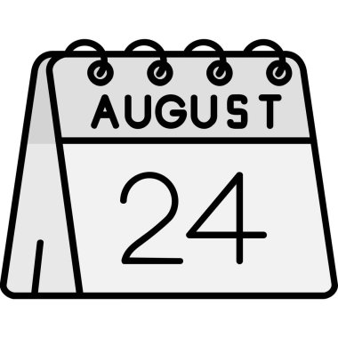 25 Ağustos simgesine sahip takvim, satır biçimi