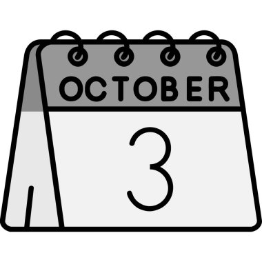 Siyah ve beyaz çizgili Ekim takvimi, vektör illüstrasyonu