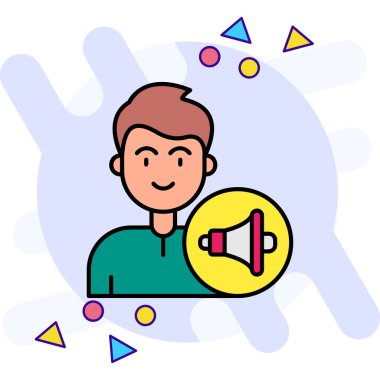 Konuşmacı. Web simgesi basit illüstrasyon