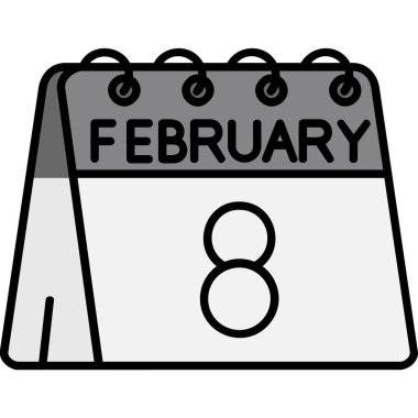 Şubat 18 takvim simgesi, tek biçim simgesi tasarımı.