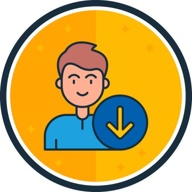 Yuvarlak simgesi olan bir adamın vektör çizimi