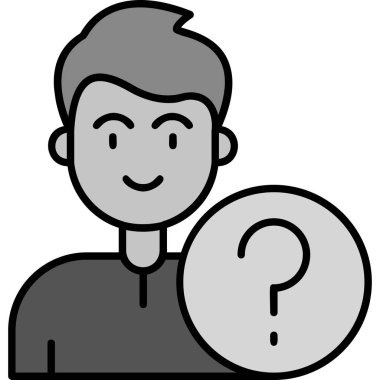 Soru işareti çizim tasarımı olan genç adam