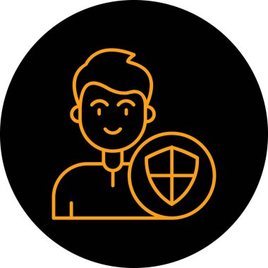 Kalkanı olan bir adamın vektör çizimi