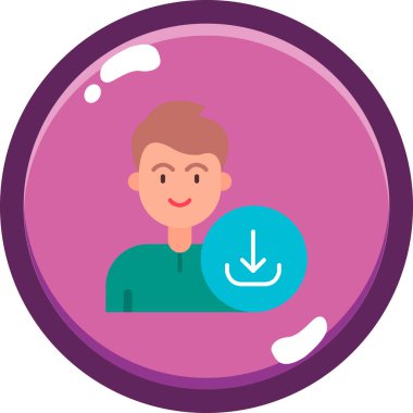 Yuvarlak pul yapıştırma simgesi olan çocuk