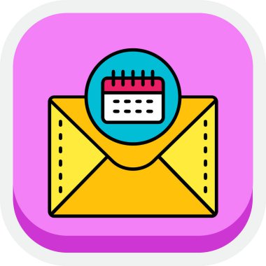 Takvim simgesi içeren zarf posta. vektör illüstrasyonu