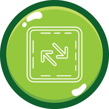 Uzun gölgeli yeşil ve sarı yuvarlak vektör simgesi