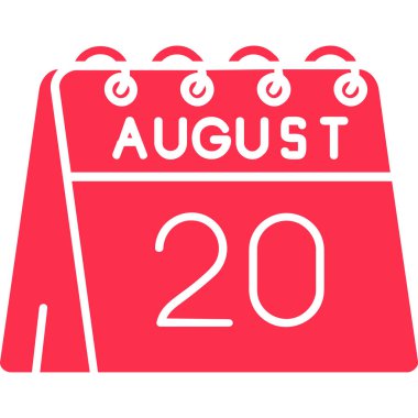 Ağustos 'un 20' nci takvim simgesi, takvim günü