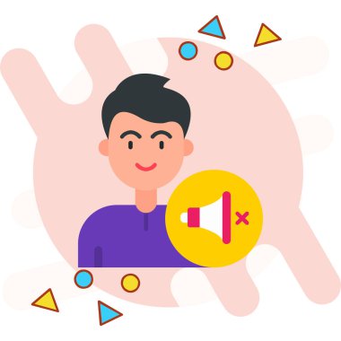 Megafonlu ve sosyal medya vektörlü genç adam