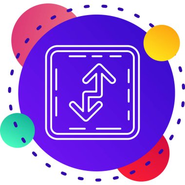 Beyaz arkaplanda renk çizgisi ve işaret levhası simgesi izole edildi. İşaret sembolü. Vektör Sokağı tabelası. Yön işareti. renkli çember şekilleri