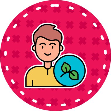 Şirin bir erkek simgesinin vektör çizimi bir yaprak