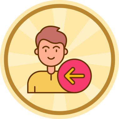 Madeni para simgesi olan avatar adam, vektör illüstrasyonu