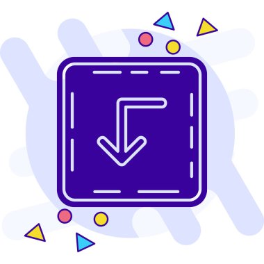 Mavi arkaplanda izole edilmiş ince çizgi biçiminde ok simgesi