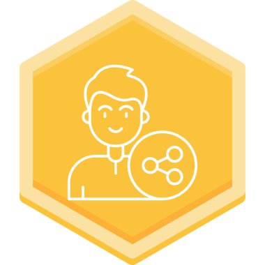 Sarı arka planda daire çizen bir adamın vektör çizimi