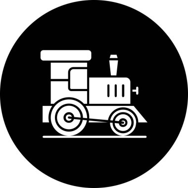 Oyuncak tren Glyph ters vektör resimleme