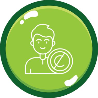 Beyaz zemin üzerinde büyüteç ve yeşil daire simgesi olan bir adamın vektör çizimi