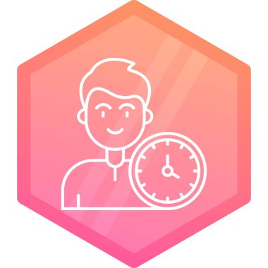 Zaman yönetimi simgesi olan adam, basit vektör illüstrasyonu