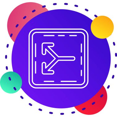 Beyaz arkaplanda işaret levhası simgesi olan çizgi işareti. Sembol için işaret levhası. Sokak, bilgi işareti. Yön işareti. Renkli özet kavramı