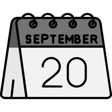 Takvim 2 Eylül 0 Eylül ikonu, satır tasarımı