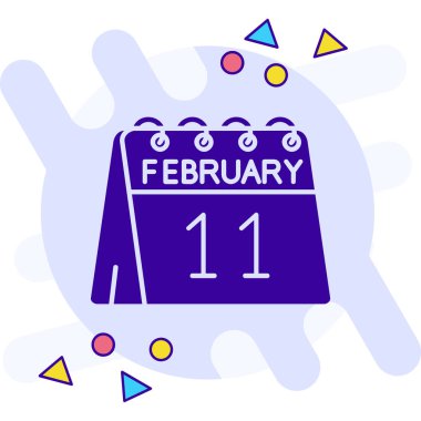 19 Şubat takvim simgesi vektör tek ana hatlı