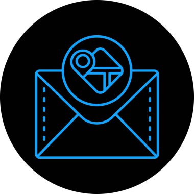 Konum simgesi, vektör illüstrasyonlu zarf