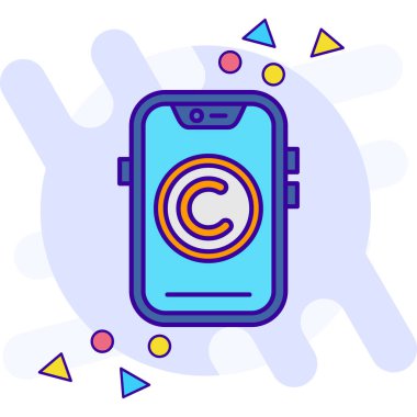 Telif hakkı sembolü vektör illüstrasyon tasarımlı akıllı telefon