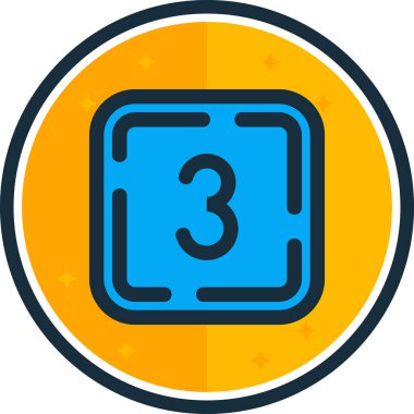 Moda düz biçimli 3 numaralı yıldız simgesi mavi arkaplanda izole edildi