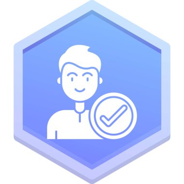 Kalkan simgesi olan avatar adam, çizgi vektör çizimi