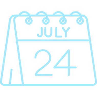 24 Temmuz takvim ikonu vektör illüstrasyonu