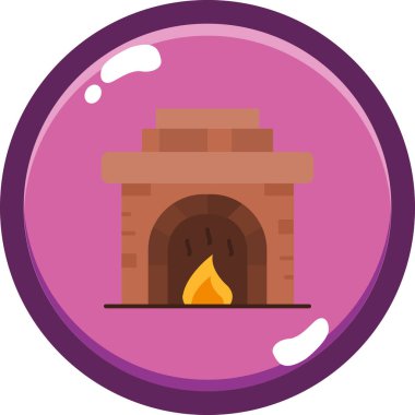 Şömine Simgesi, vektör illüstrasyonu