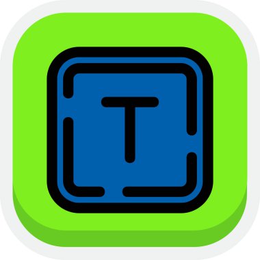 t-düğme simgesi. Kare çerçeveli basit bir vektör illüstrasyonuName