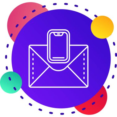 Beyaz arkaplanda posta ve e- posta simgesi olan renk zarfı izole edildi. Zarf sembolü Posta mesajı. e-posta. eğimli çember dinamik şekilleri şekillendirir